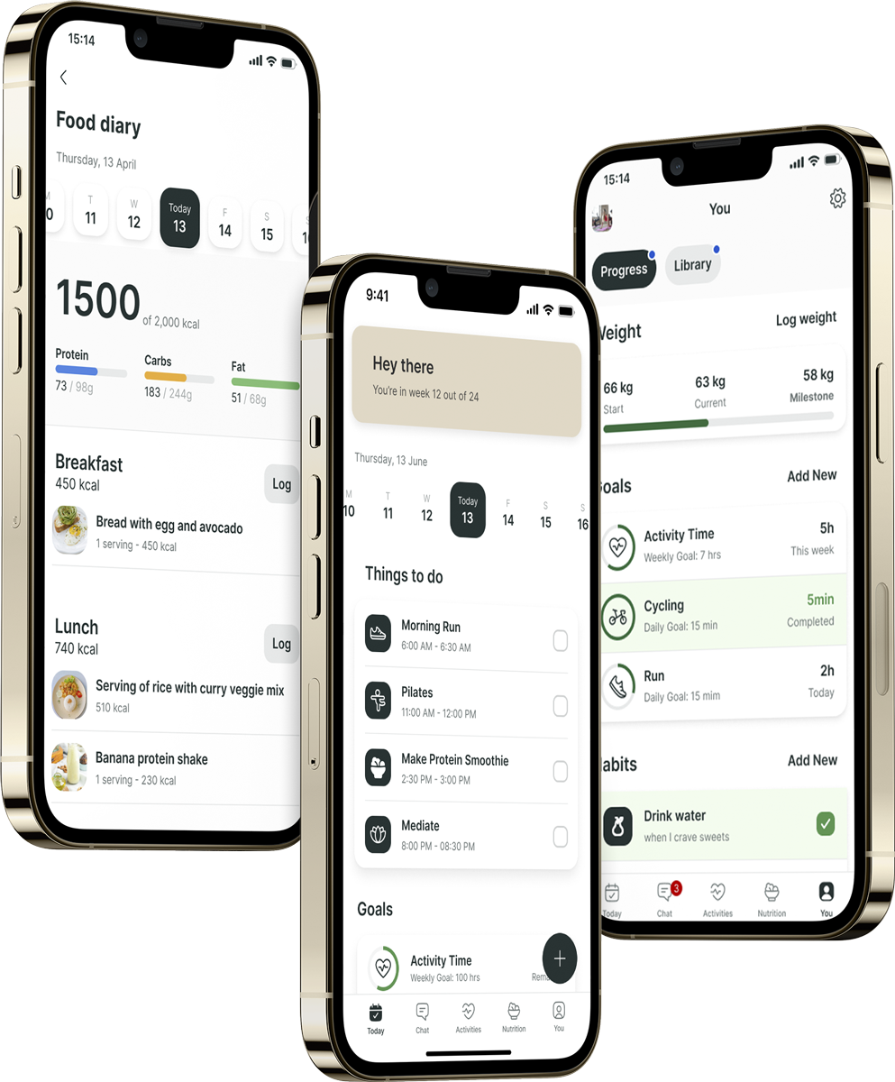 A mockup of the coaching app showcasing the features.